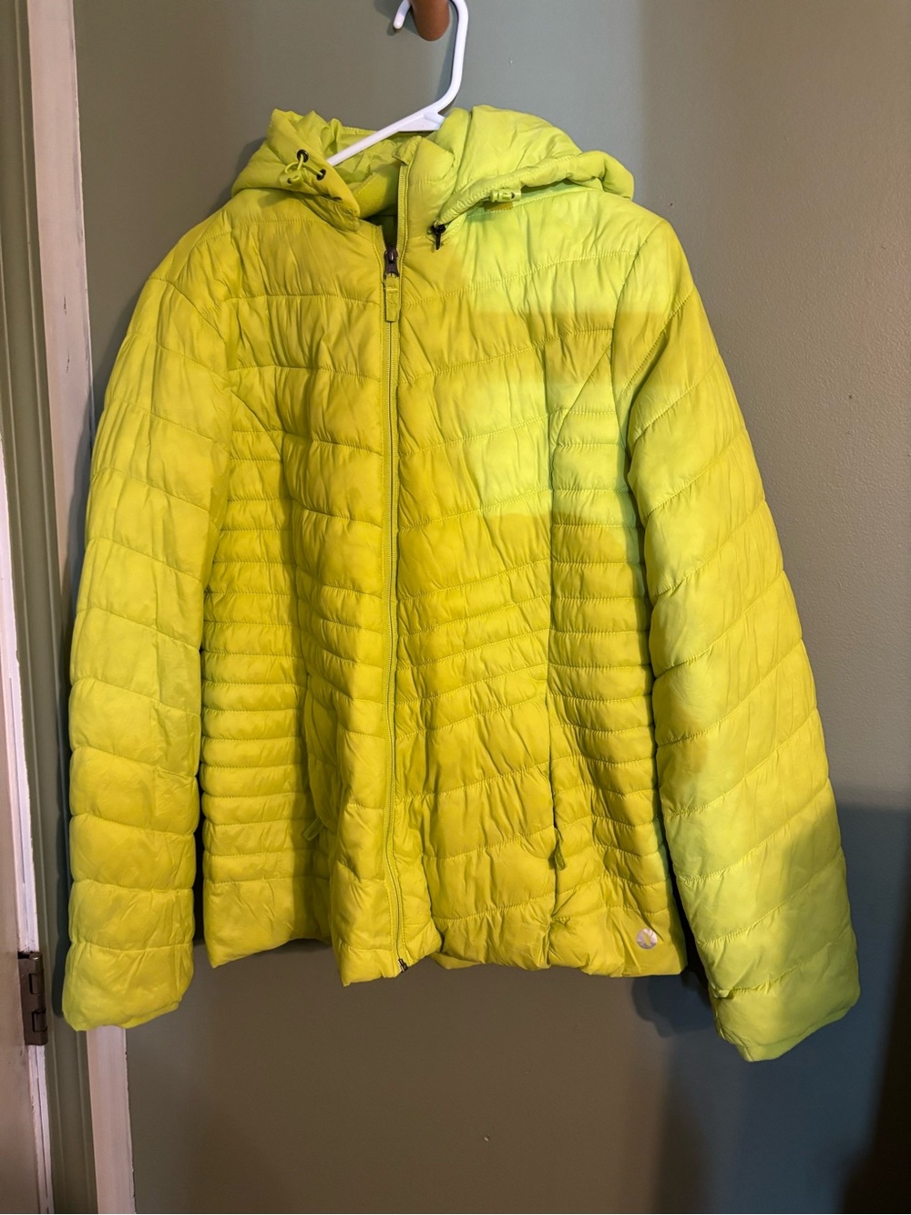Xersion Neon Yellow Hooded Puffer Jacket